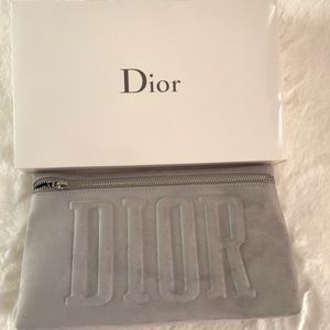 Dior Grey Velvet Trousse Pouch/clutch/cosmetic bag